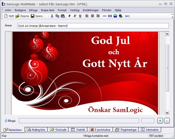 MultiMailer med e-julkort