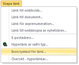 'Skapa länk' - 'Ikon/symbol för länk'