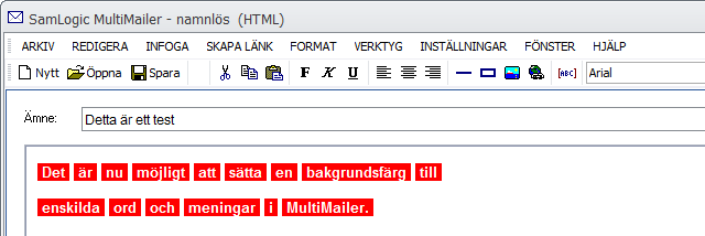 Bokstäver med bakgrundsfärg