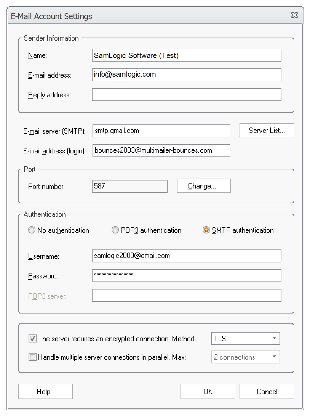 E-Mail Account Settings