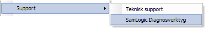Diagnosverktyget kan startas i vissa av vra program via menyalternativet Hjlp - Support - SamLogic Diagnosverktyg