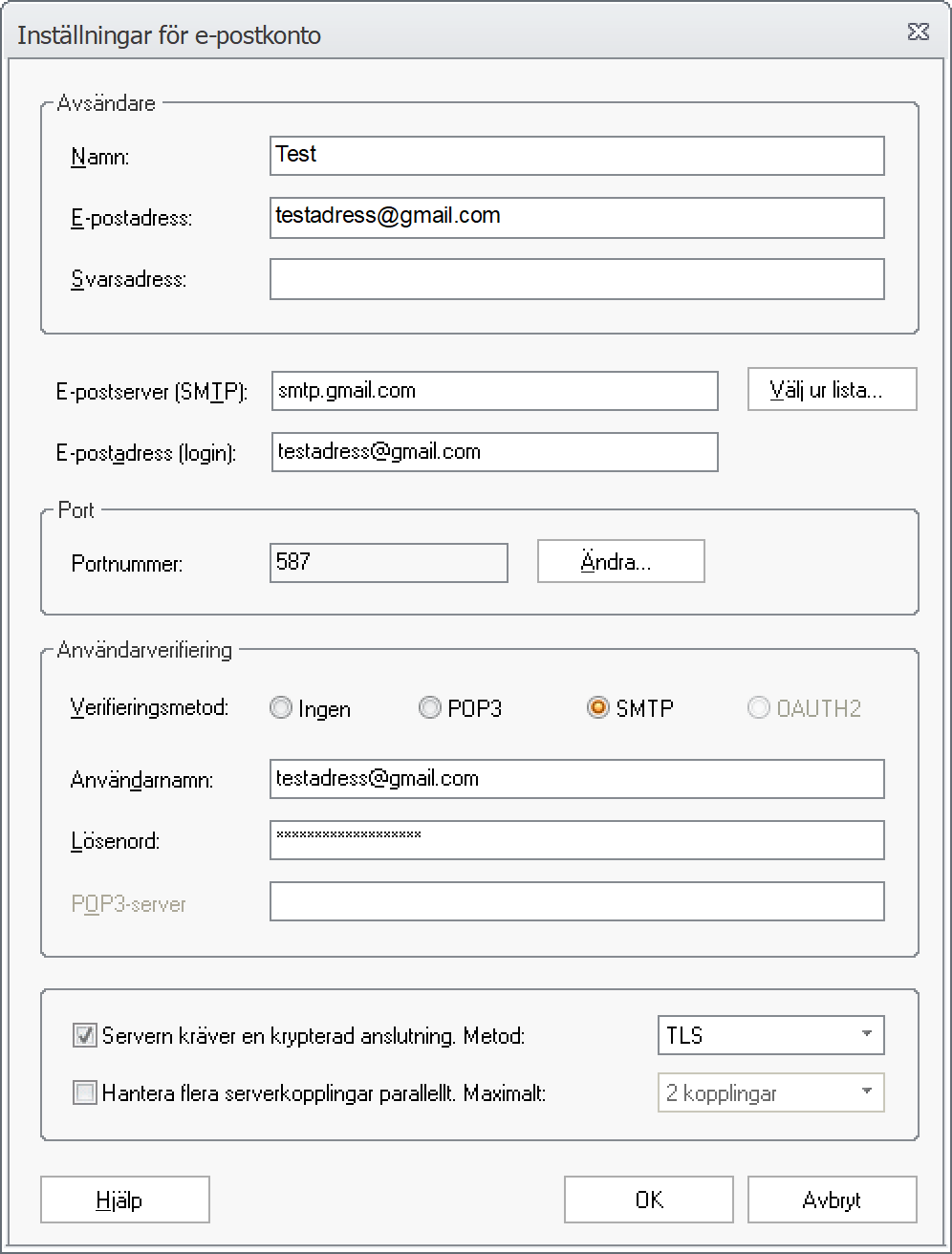 MultiMailer - Inst�llningar f�r e-postkonto (2)