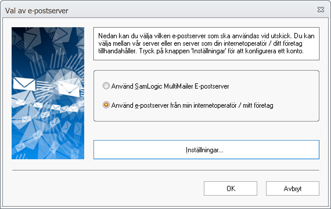 MultiMailer - Val av e-postserver