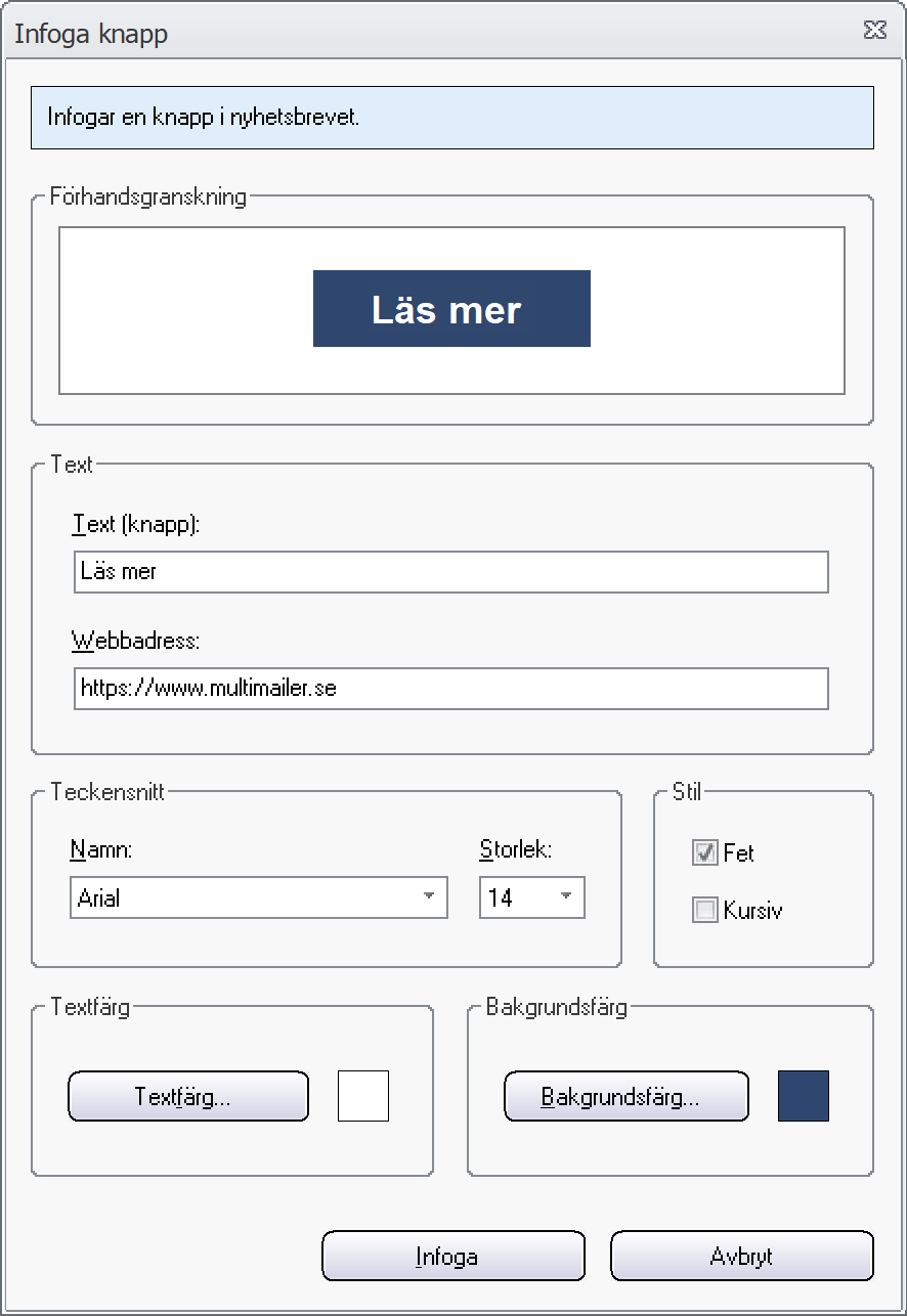 Dialogrutan 'Infoga knapp' (2)