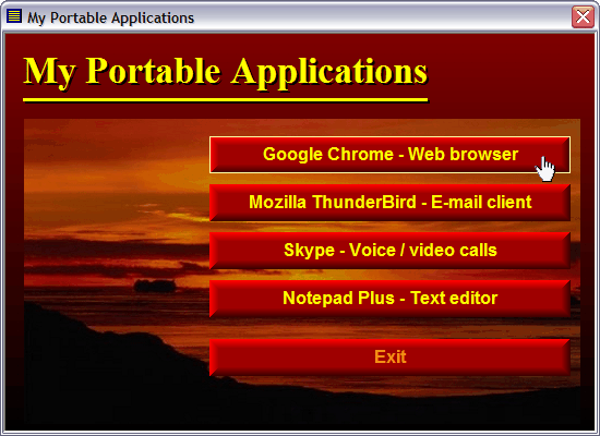 Via a menu interface like this portable applications on a USB flash drive can be easily launched
