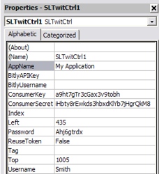 Fönstret 'Properties' i Visual Basics editor