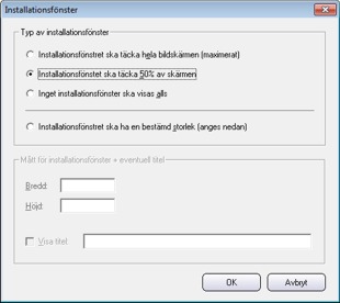 Dialogrutan 'Installationsfnster' har uppdaterats